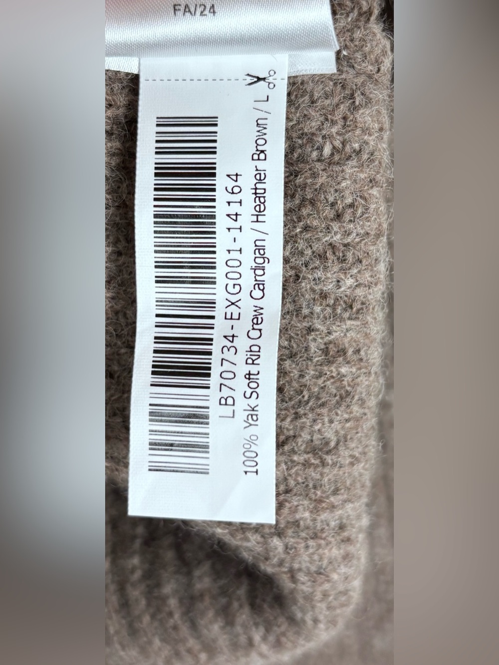 Quince 100% Yak Soft Rib Cardigan Heather Brown NWT Large Sweater - Picture 6 of 6